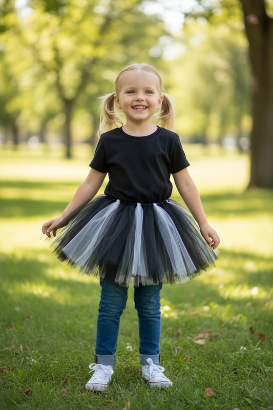 Girls Black and White Tutu Skirt